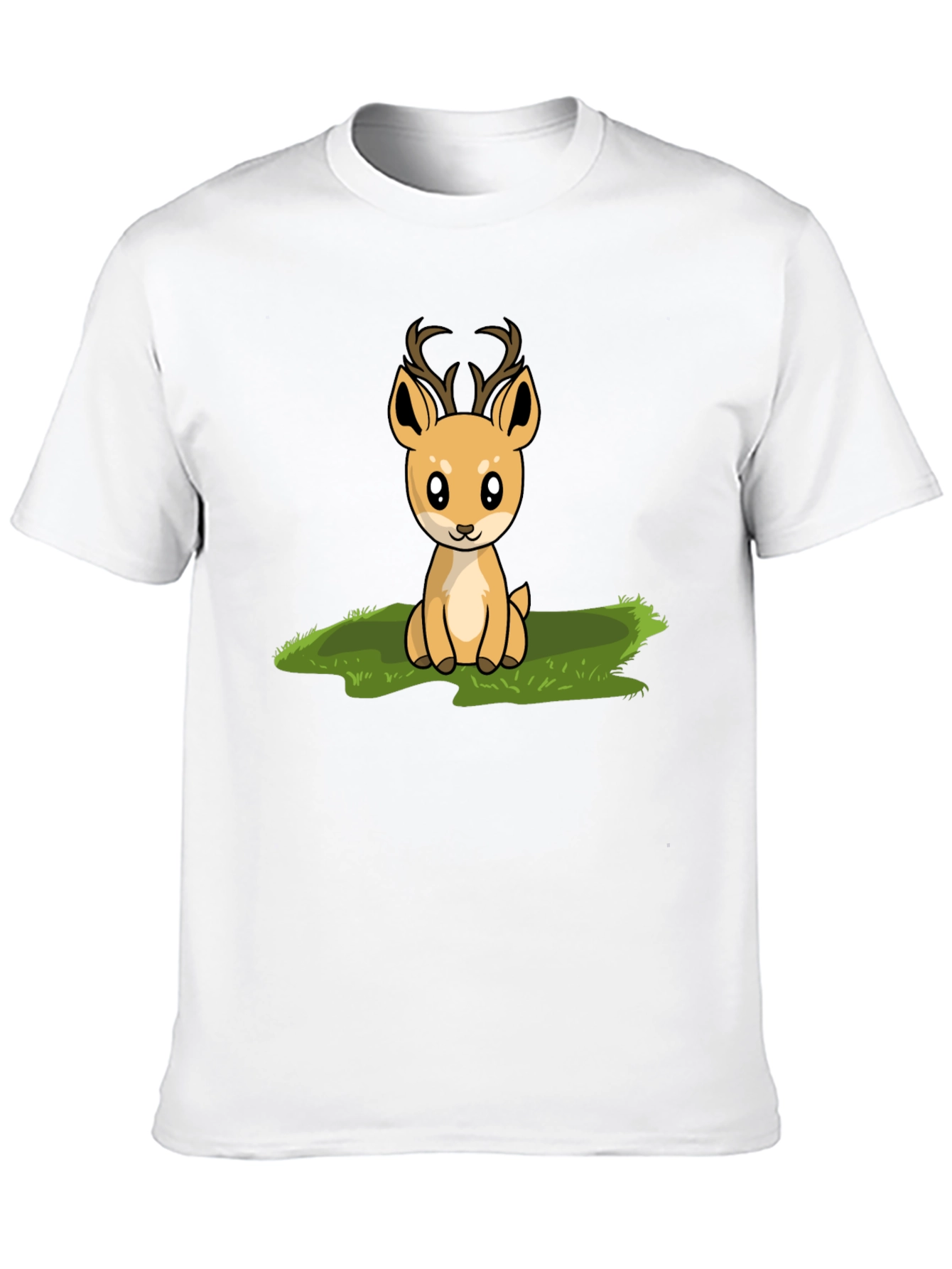 Cute Deer Graphic Print Black T-Shirt