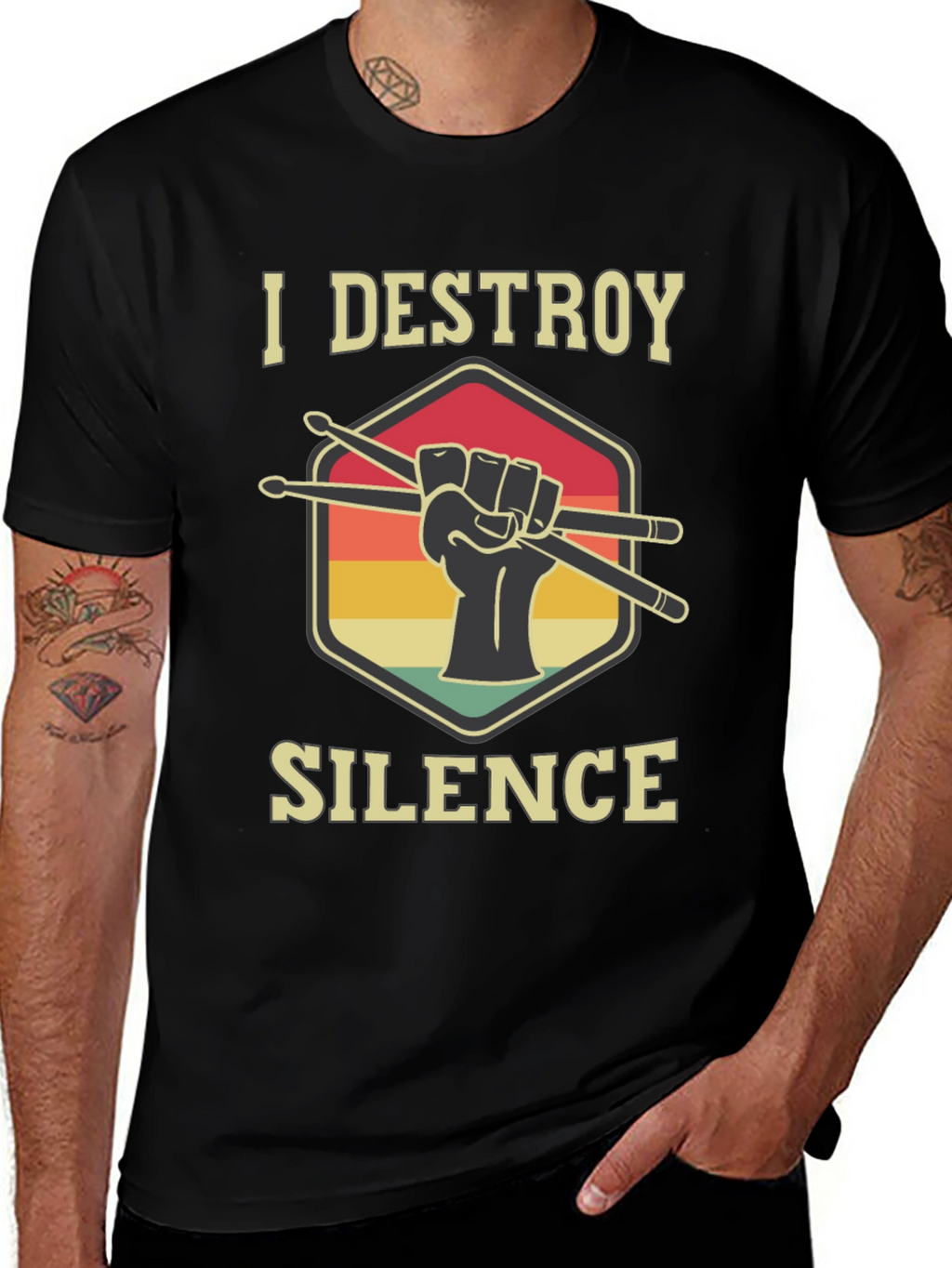 I Destroy Silence Drummer T-Shirt - Music Lover Tee
