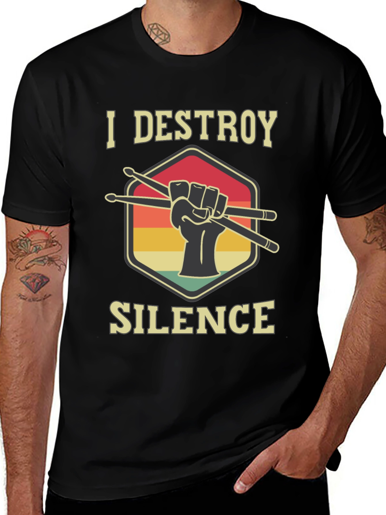 I Destroy Silence Drummer T-Shirt - Music Lover Tee
