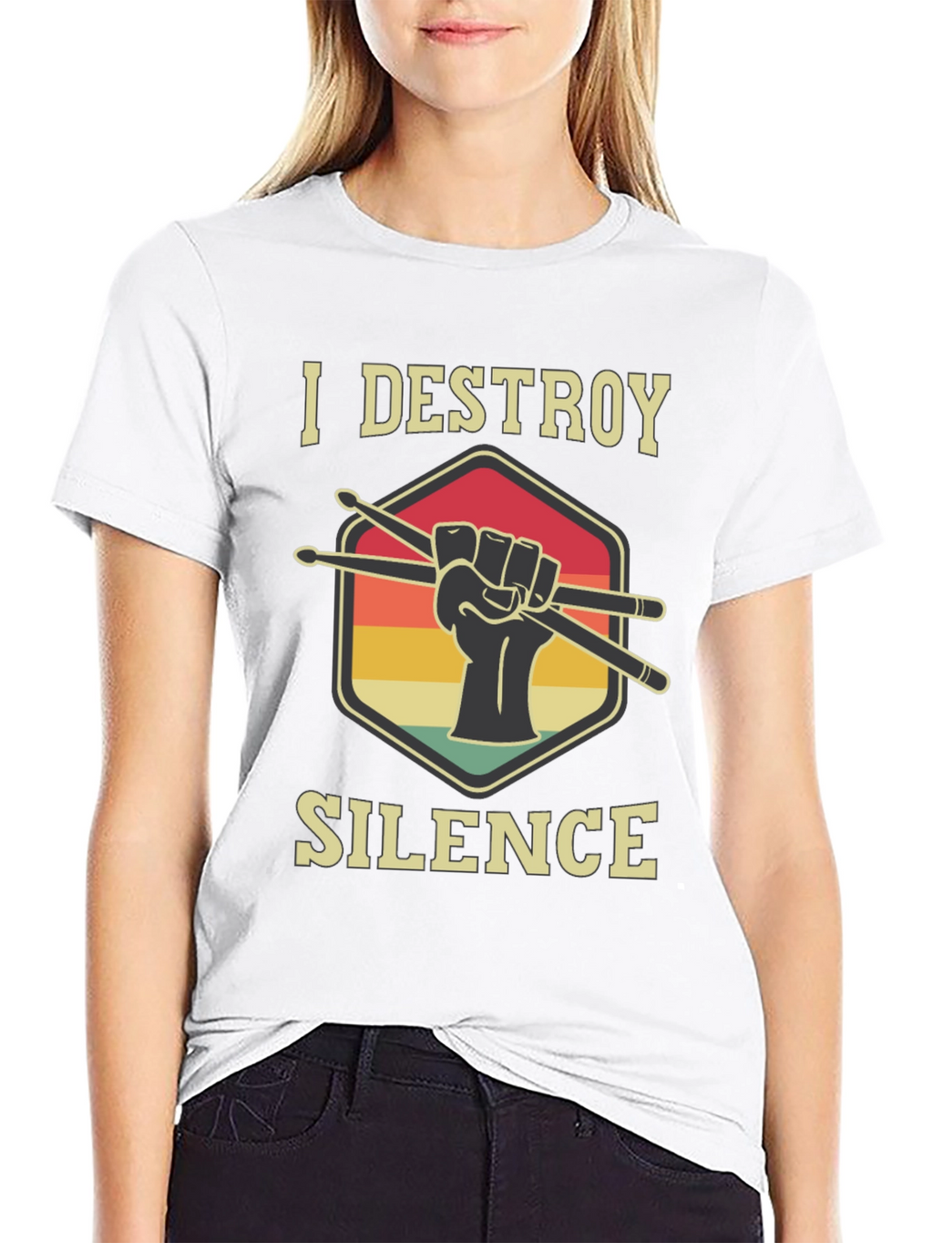 I Destroy Silence Drummer T-Shirt - Music Lover Tee