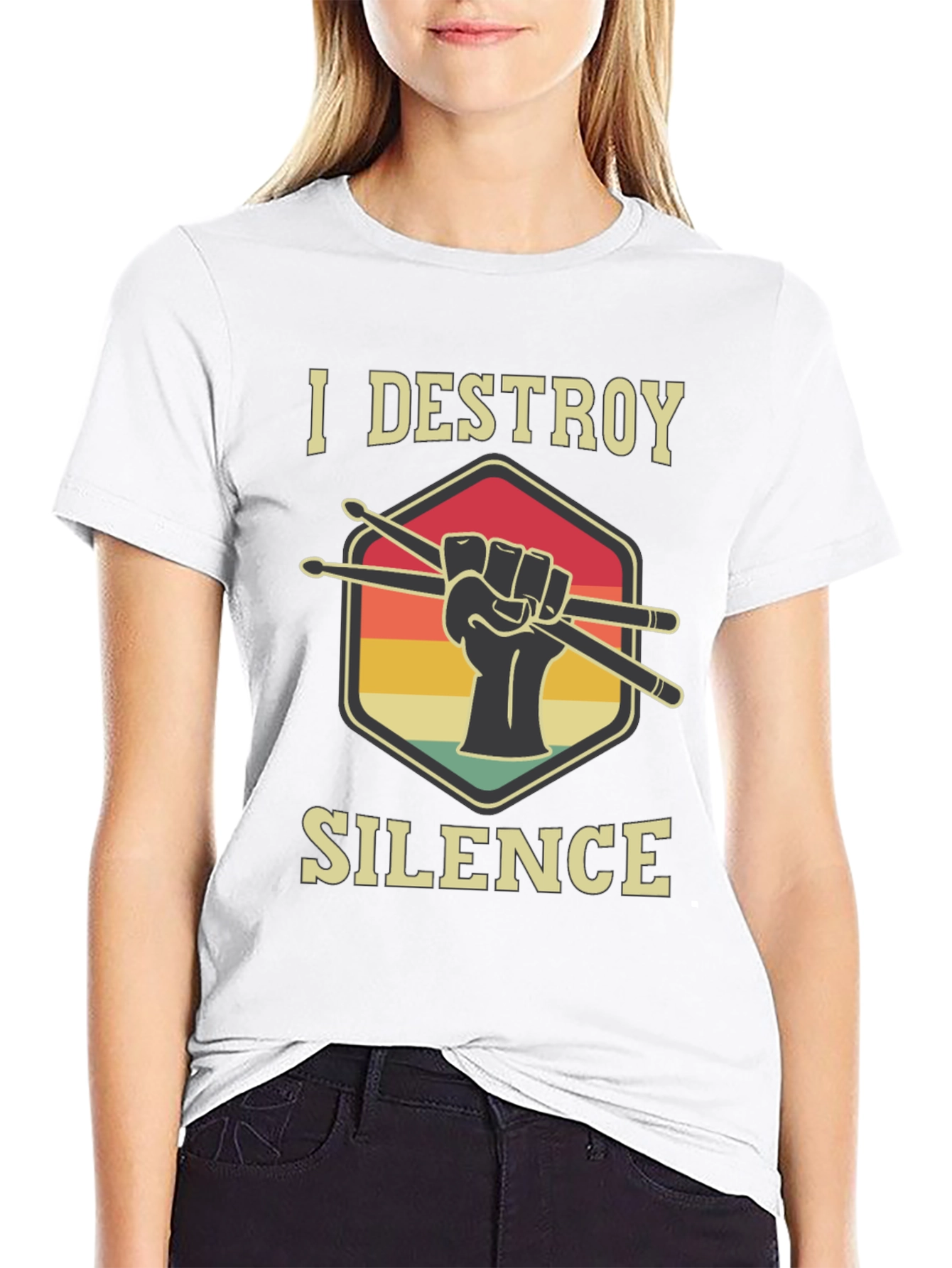 I Destroy Silence Drummer T-Shirt - Music Lover Tee