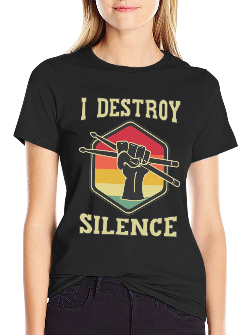 I Destroy Silence Drummer T-Shirt - Music Lover Tee