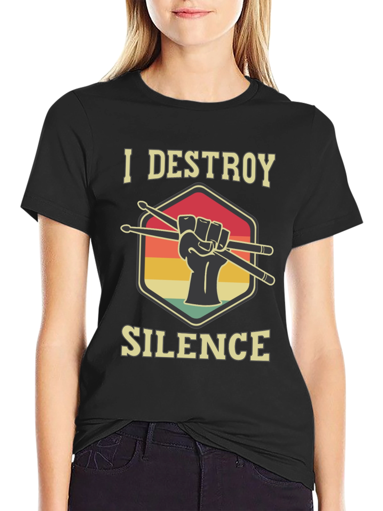 I Destroy Silence Drummer T-Shirt - Music Lover Tee