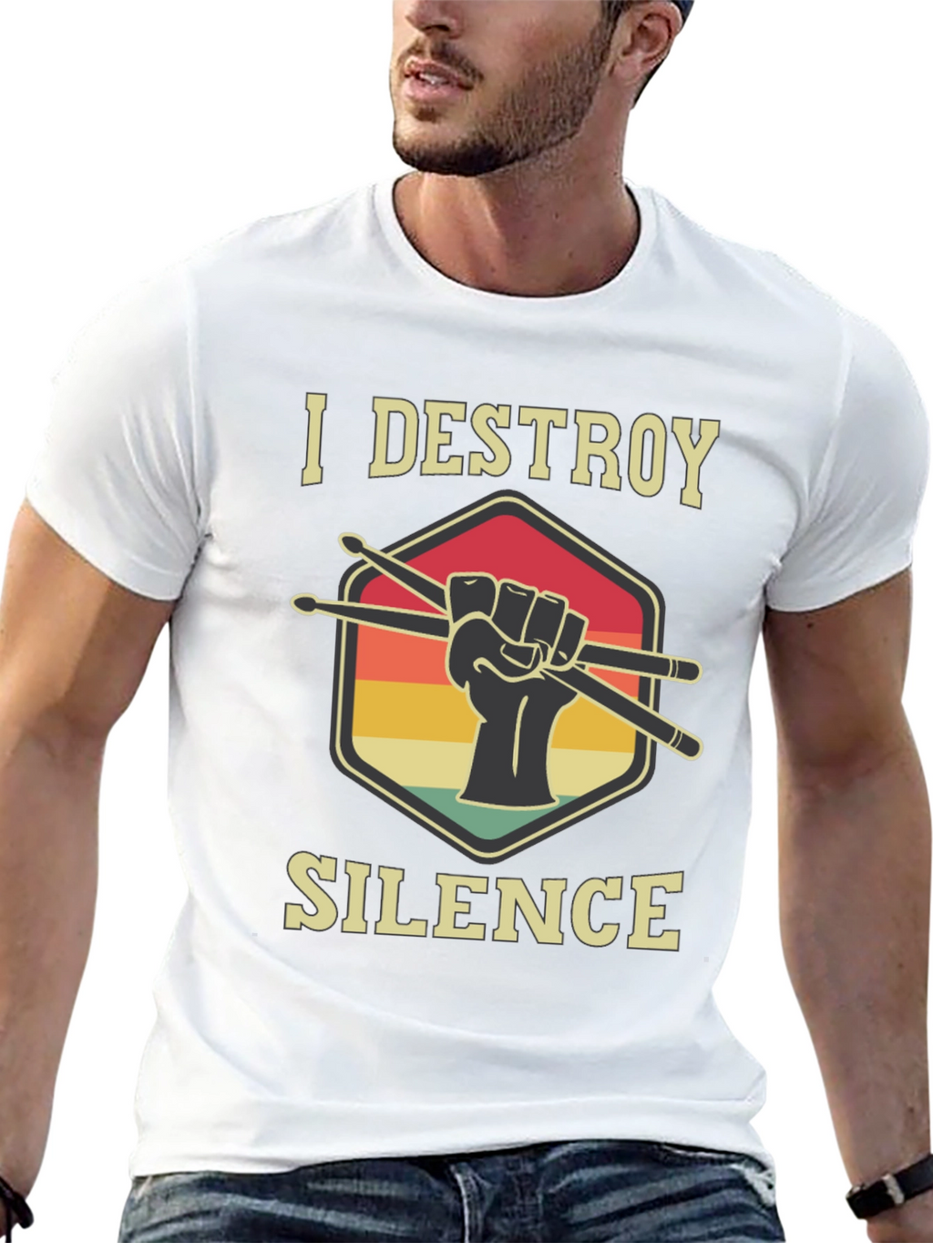 I Destroy Silence Drummer T-Shirt - Music Lover Tee