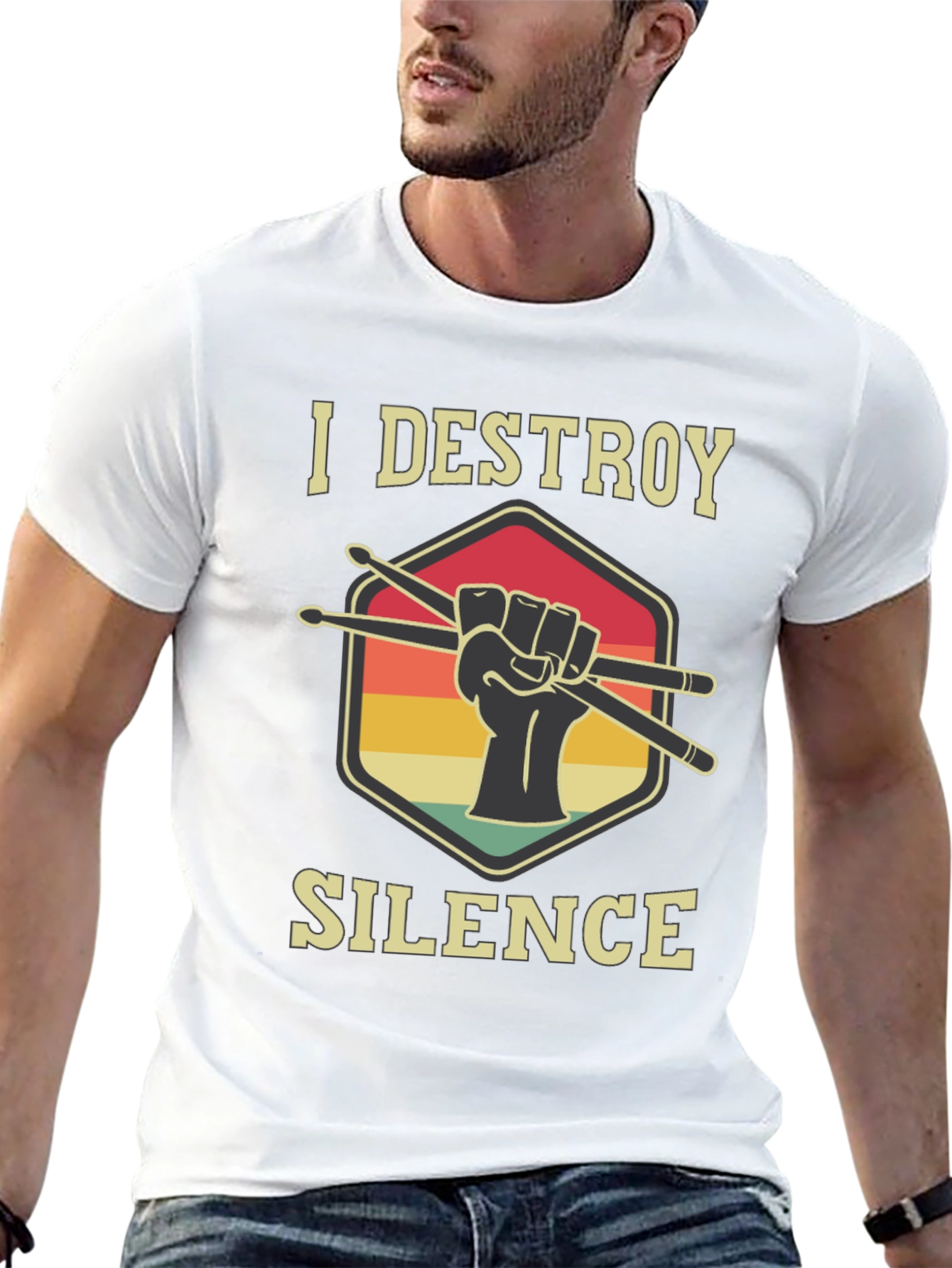 I Destroy Silence Drummer T-Shirt - Music Lover Tee