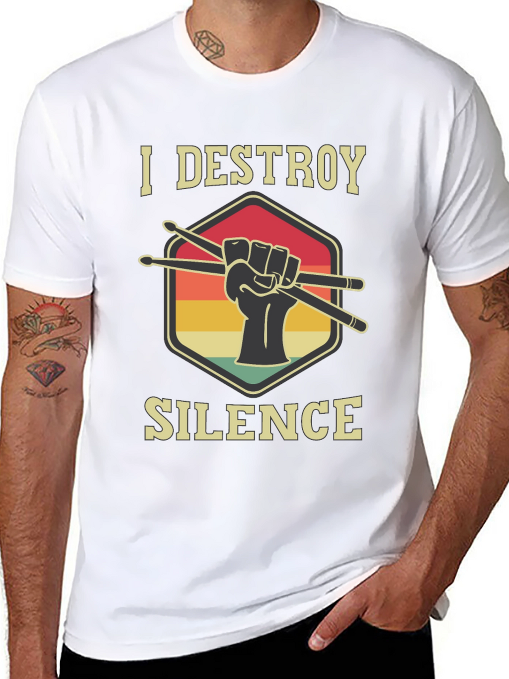 I Destroy Silence Drummer T-Shirt - Music Lover Tee