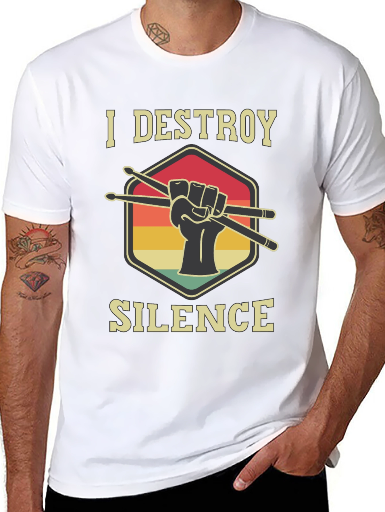 I Destroy Silence Drummer T-Shirt - Music Lover Tee