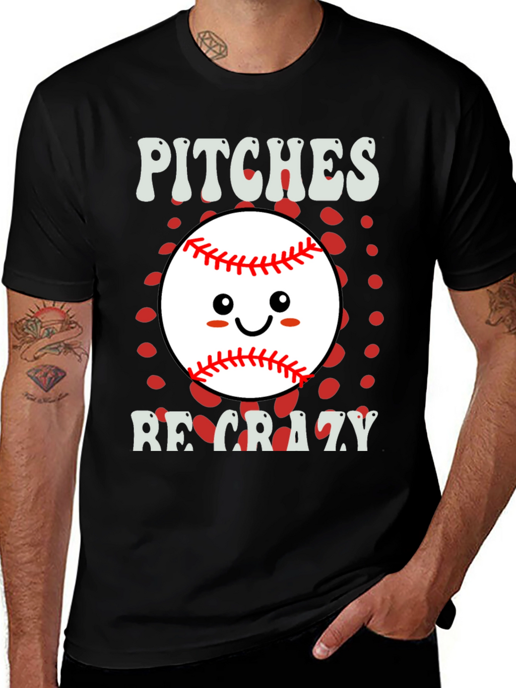 Pitches Be Crazy Baseball Graphic T-Shirt