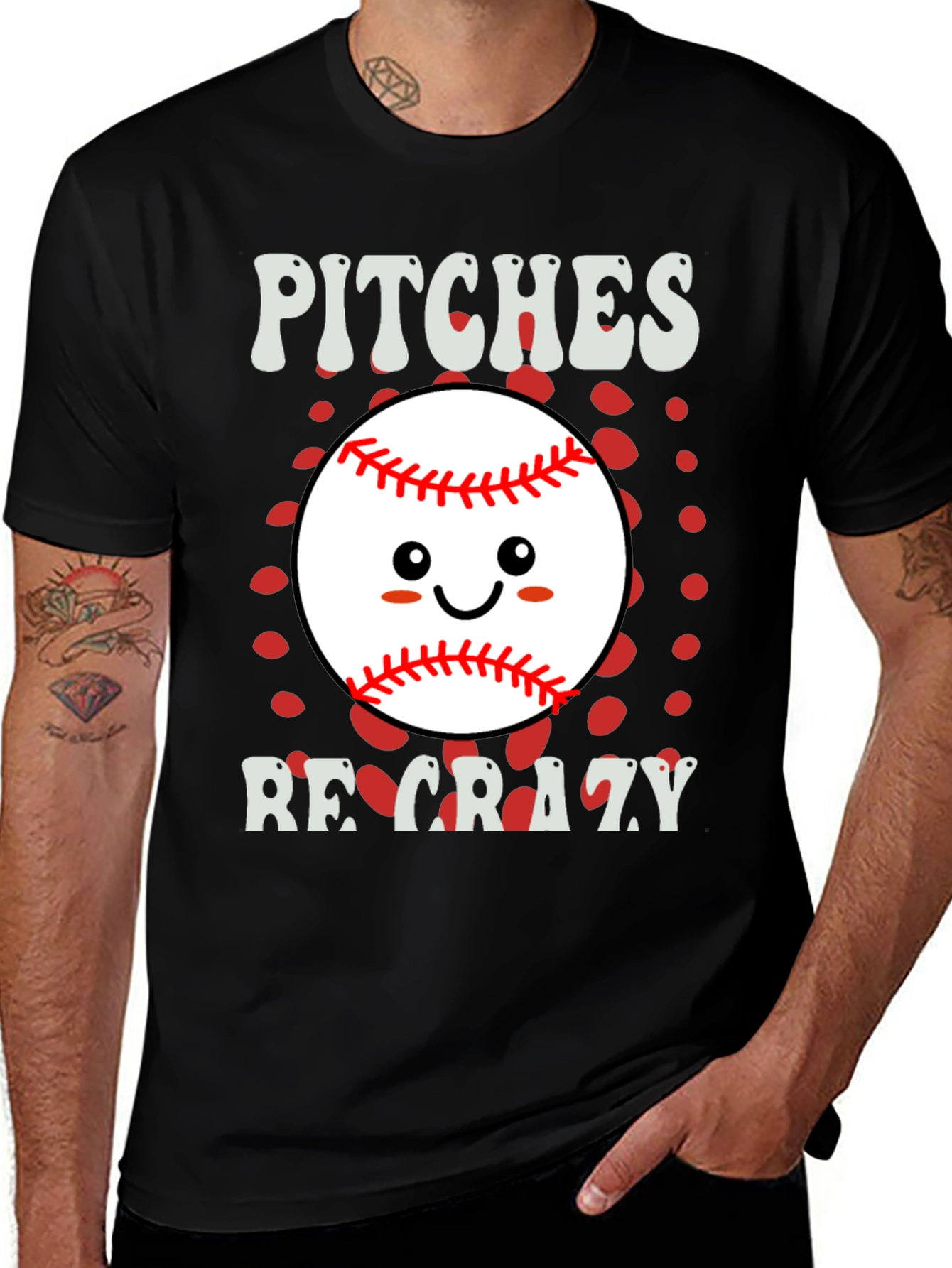 Pitches Be Crazy Baseball Graphic T-Shirt