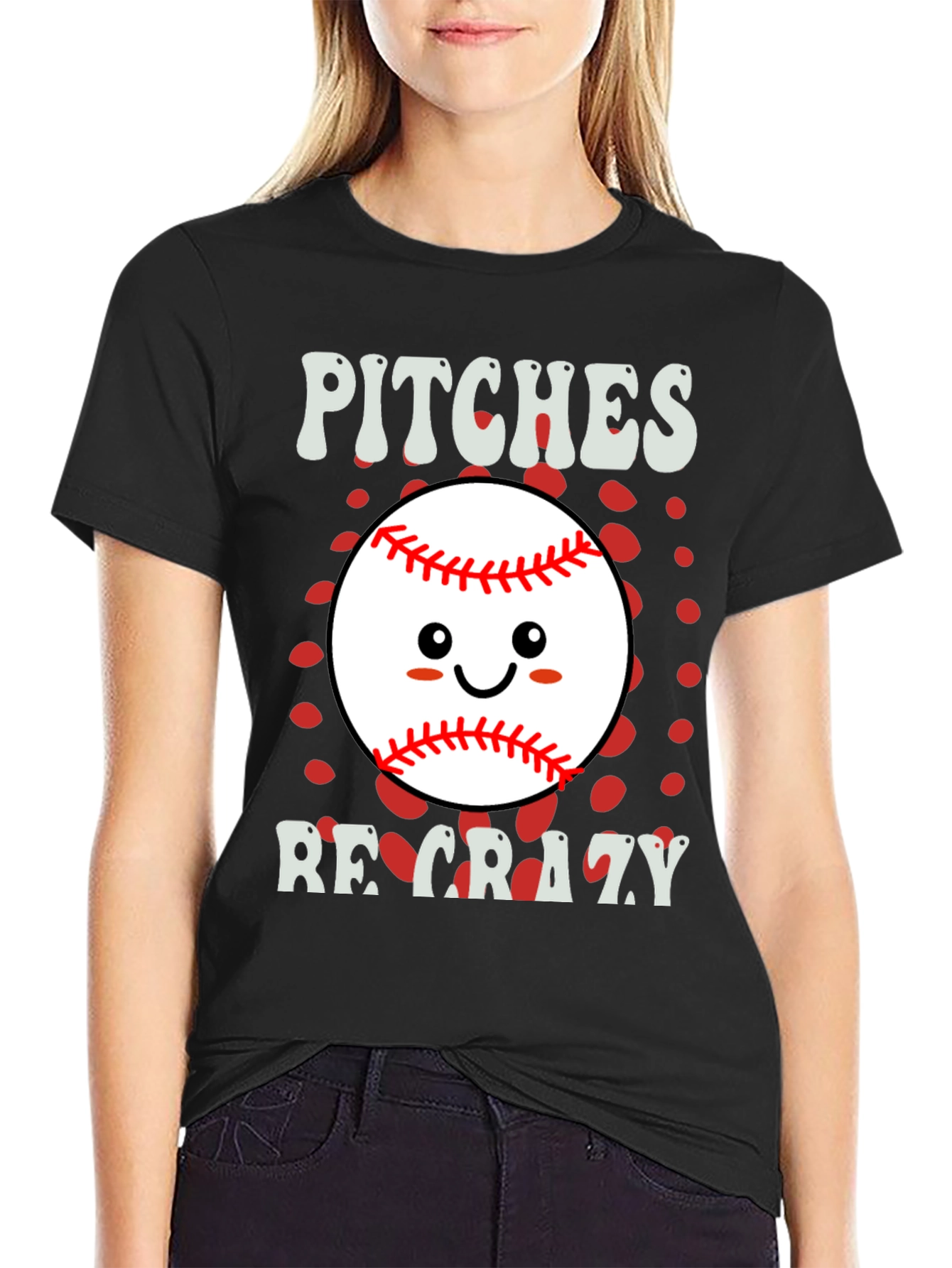 Pitches Be Crazy Baseball Graphic T-Shirt