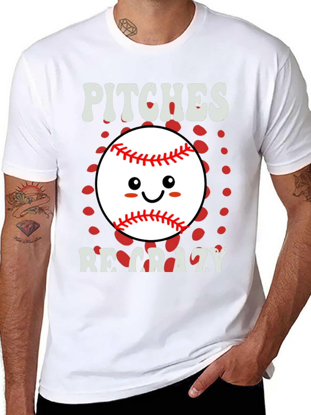 Pitches Be Crazy Baseball Graphic T-Shirt
