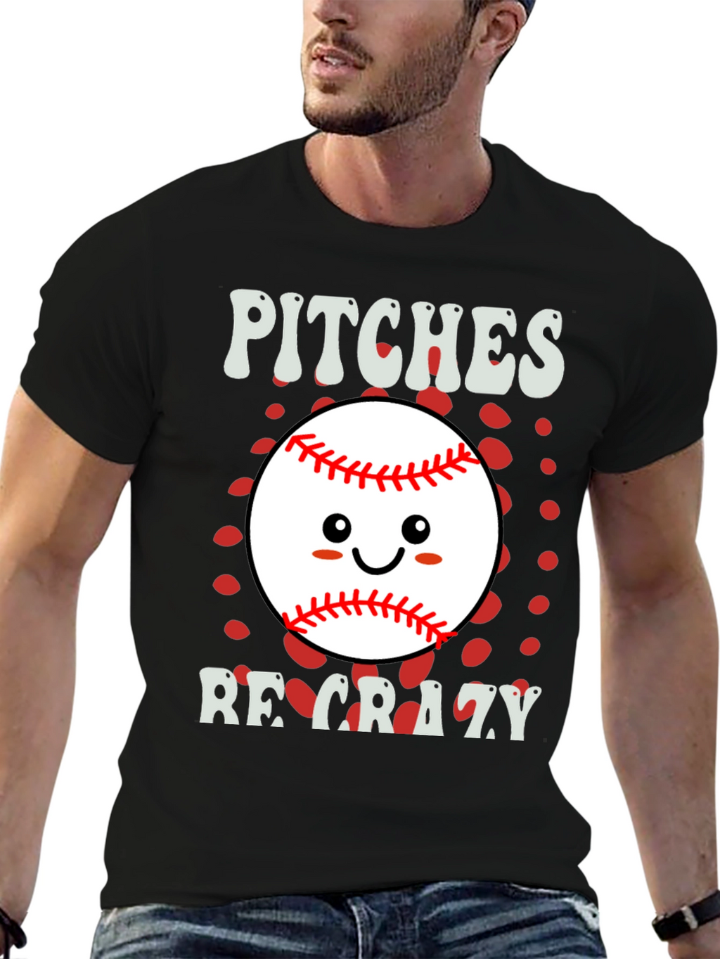 Pitches Be Crazy Baseball Graphic T-Shirt
