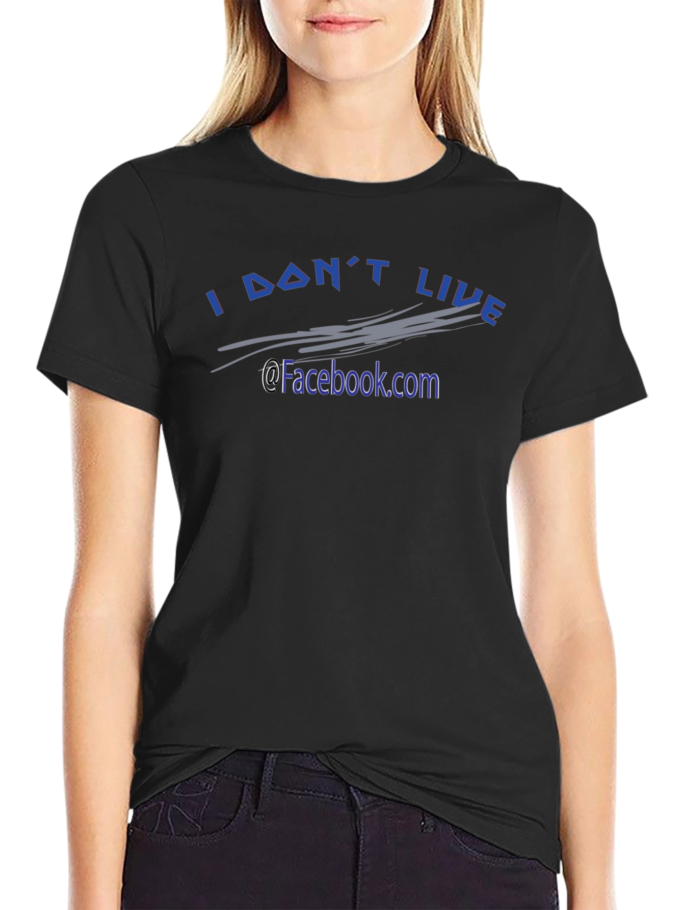 I Dont Live @Facebook.com Black Tee