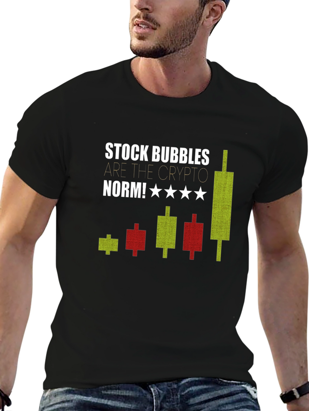 Stock Bubbles Crypto Tee - Mens Black Graphic T-Shirt