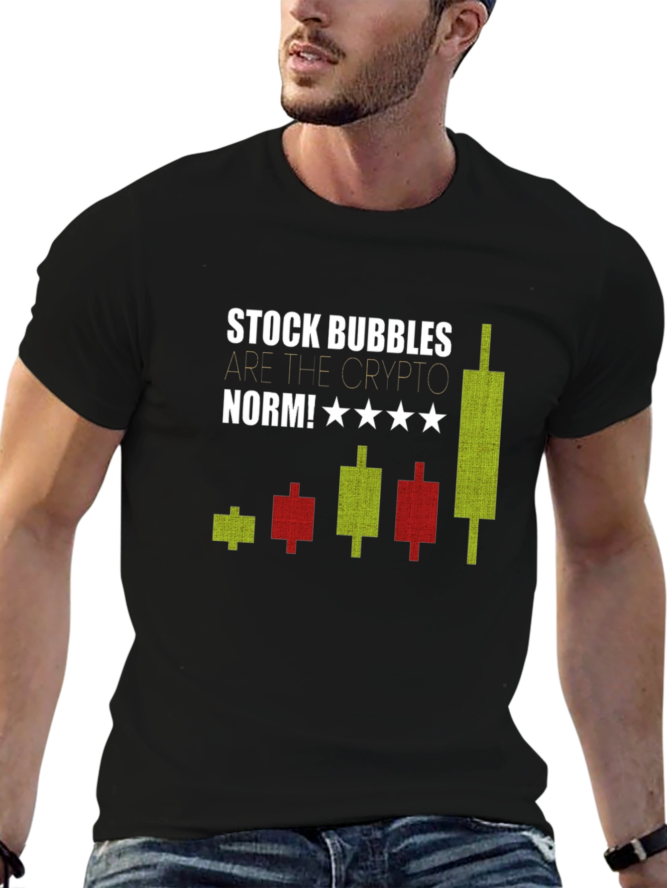 Stock Bubbles Crypto Tee - Mens Black Graphic T-Shirt