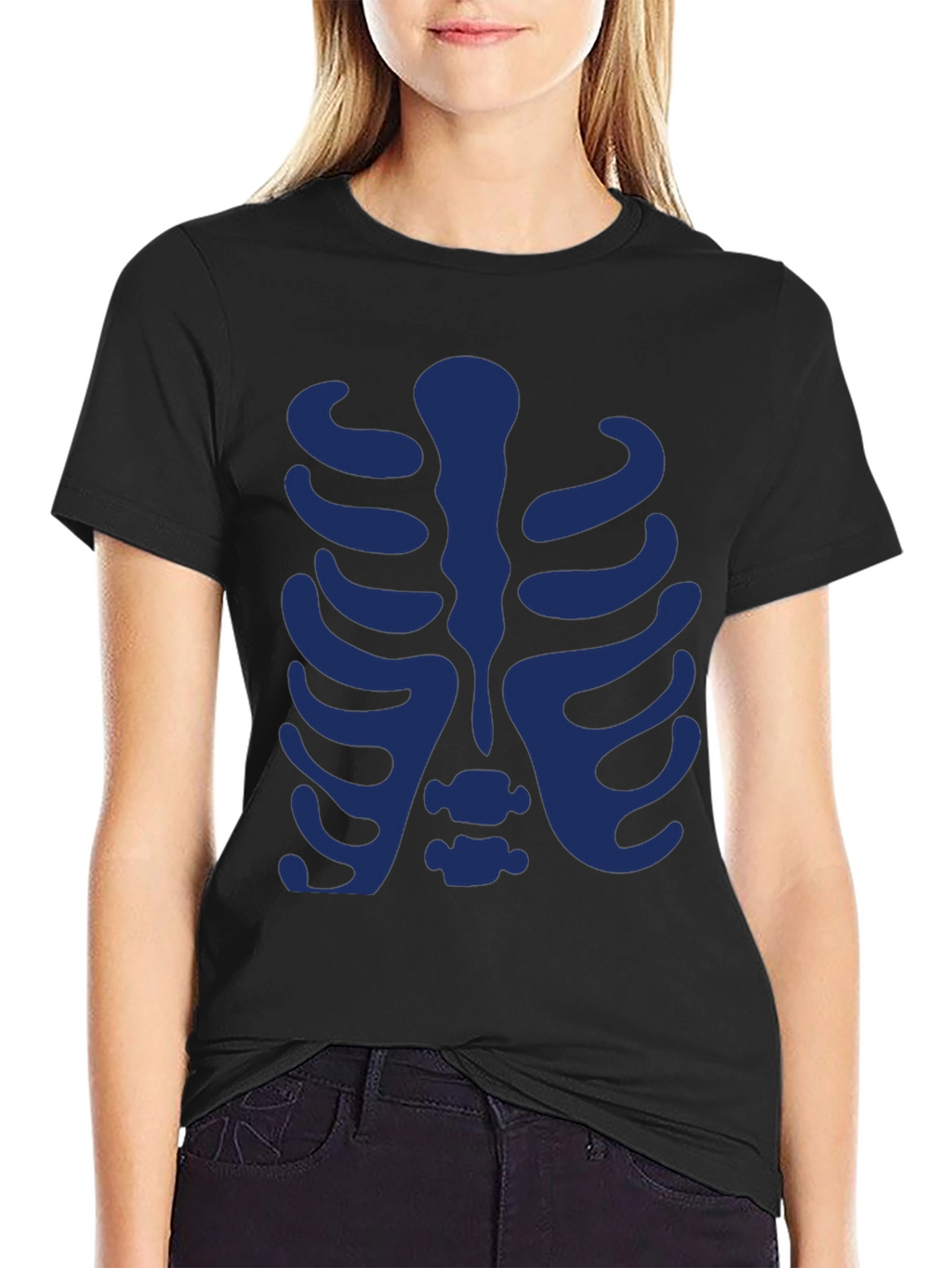 Skeleton Rib Cage Graphic Tee - Black