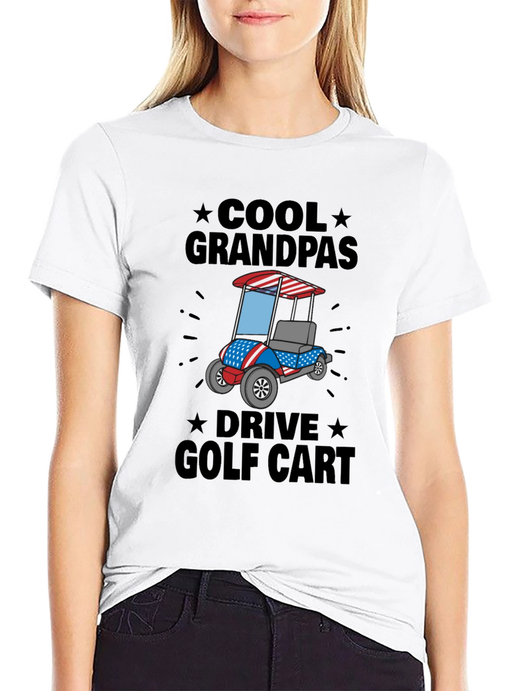 Cool Grandpas Drive Golf Cart T-Shirt - Patriotic Design