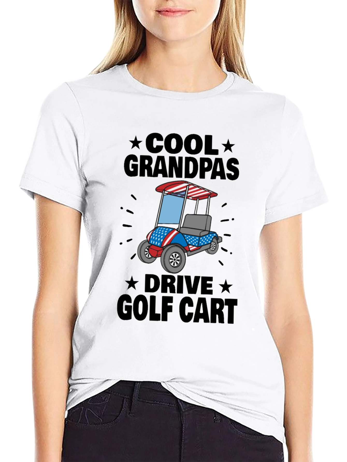 Cool Grandpas Drive Golf Cart T-Shirt - Patriotic Design