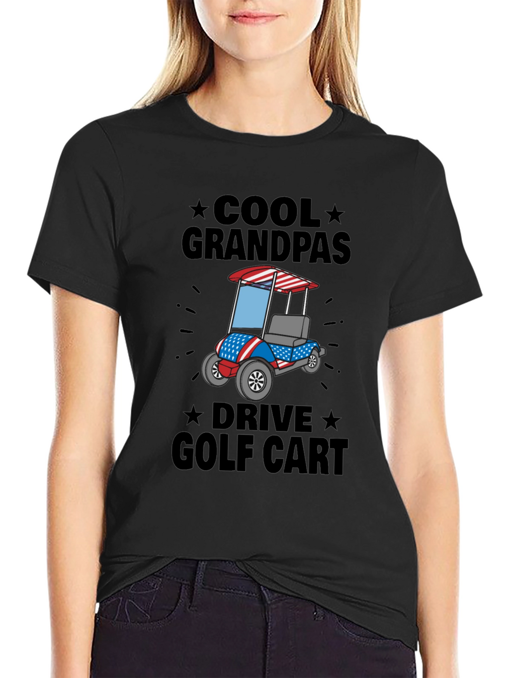 Cool Grandpas Drive Golf Cart T-Shirt - Patriotic Design