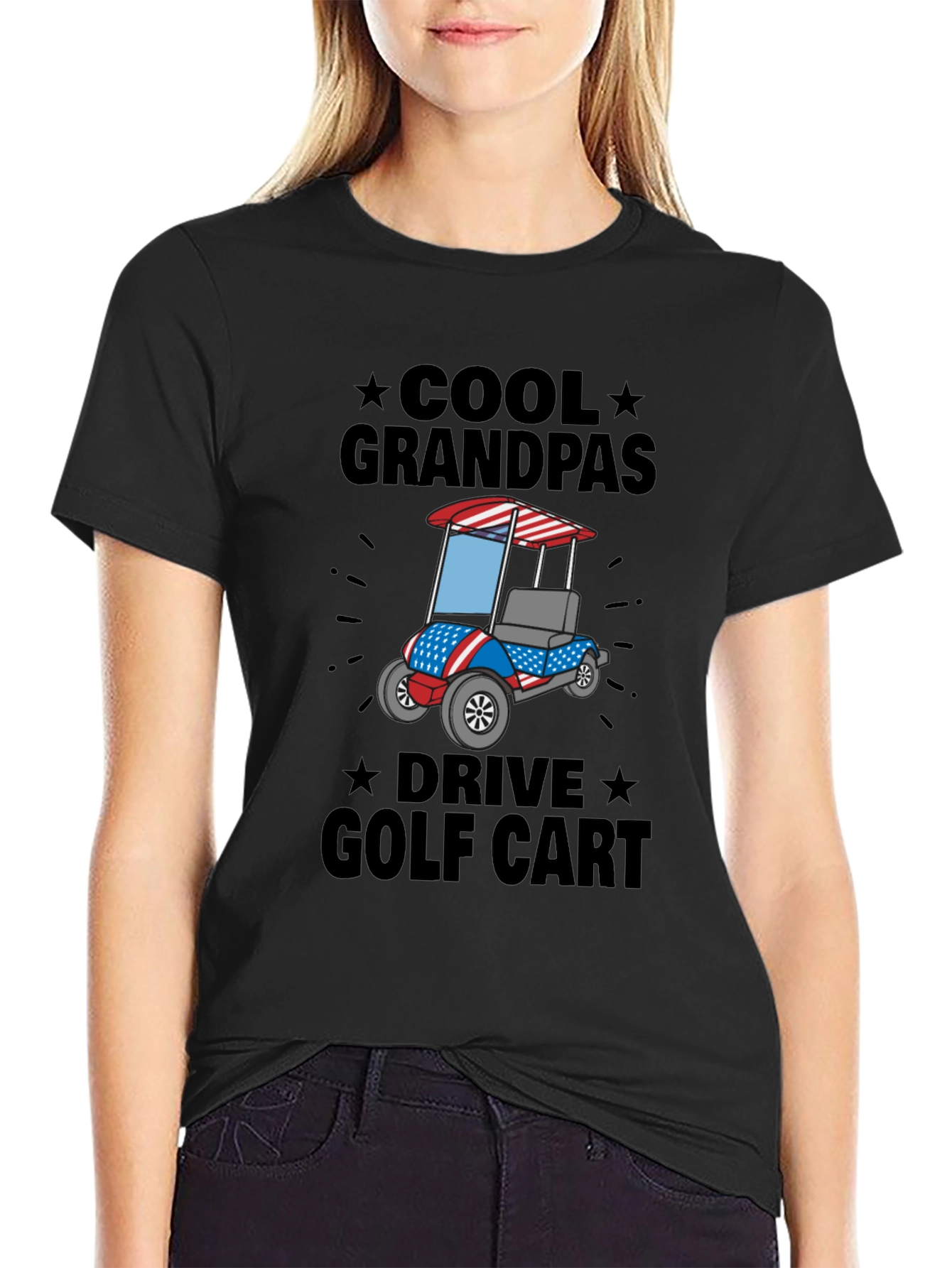 Cool Grandpas Drive Golf Cart T-Shirt - Patriotic Design