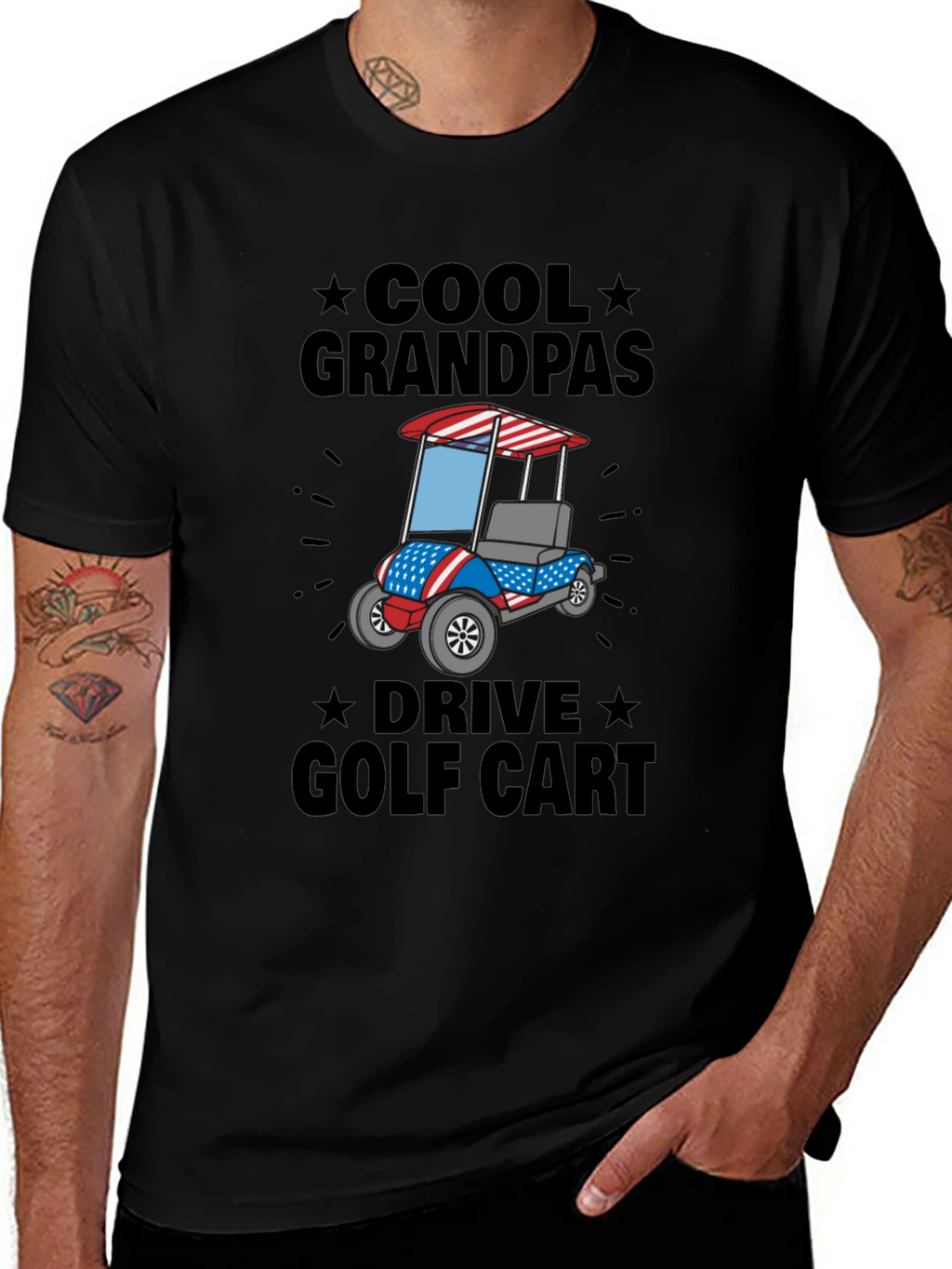 Cool Grandpas Drive Golf Cart T-Shirt - Patriotic Design