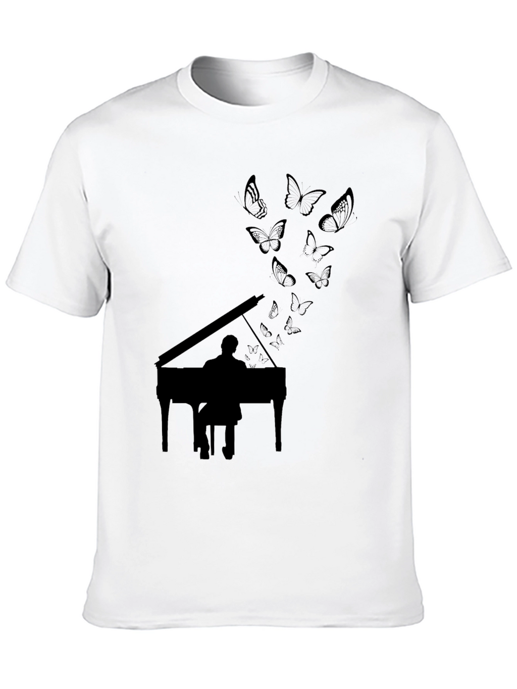 Piano & Butterfly Graphic Tee - Black