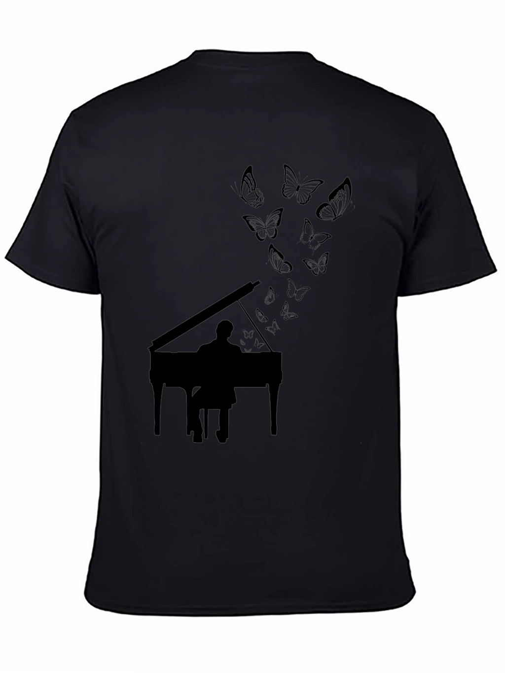 Piano & Butterfly Graphic Tee - Black