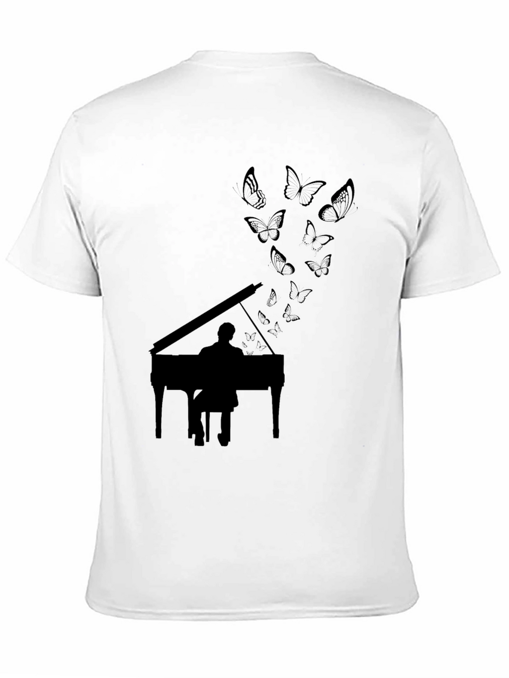 Piano & Butterfly Graphic Tee - Black