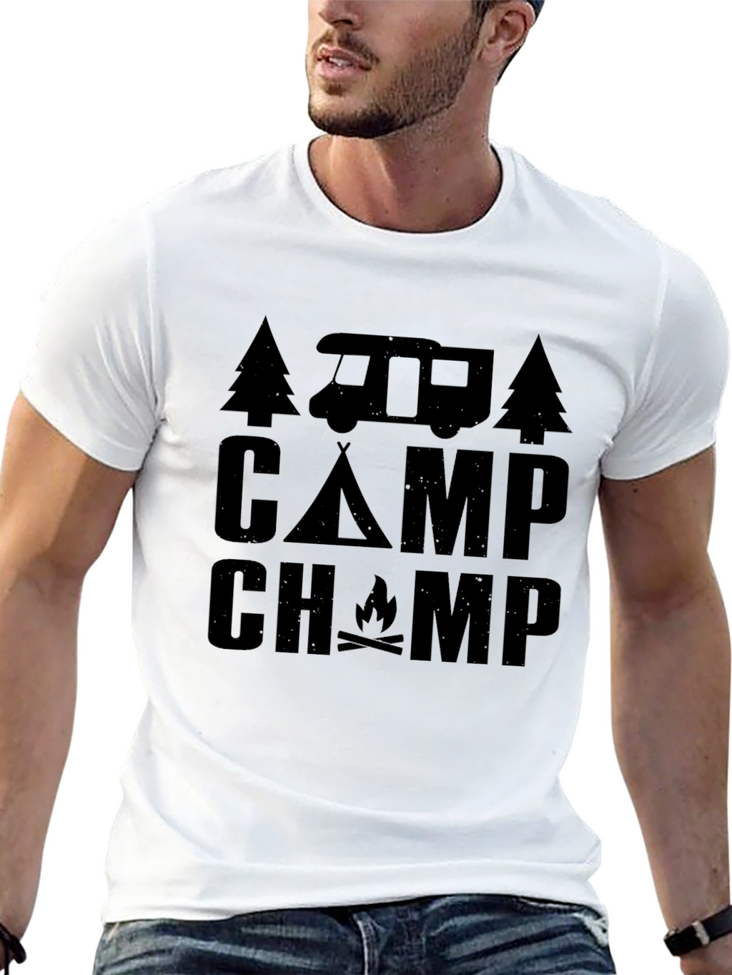 Camp Champ Graphic Tee - Camping Adventure Shirt