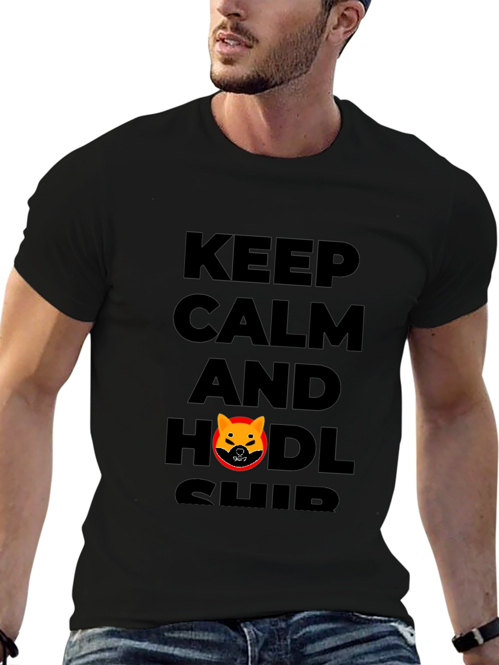 Keep Calm HODL SHIB T-Shirt - Black