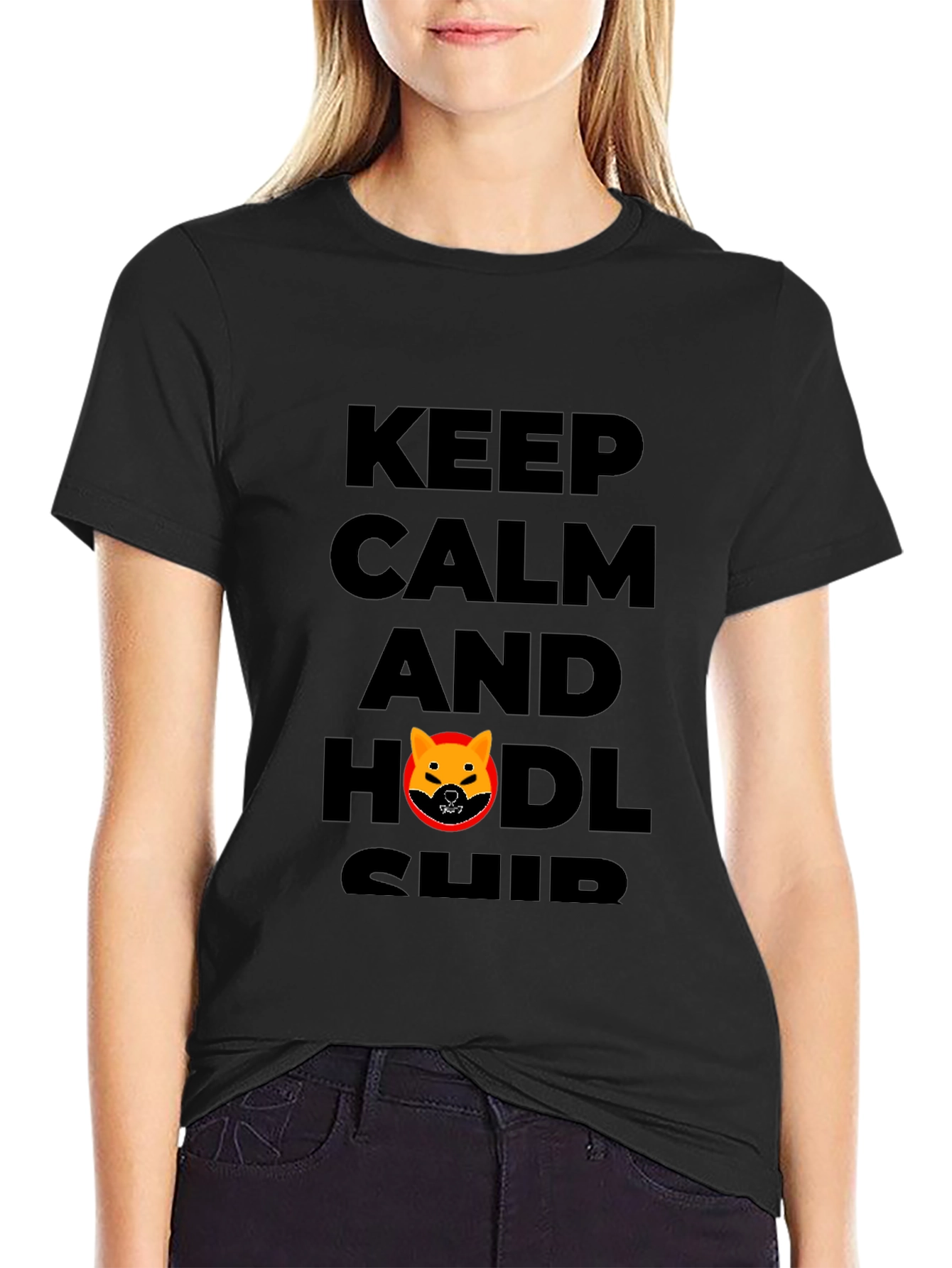 Keep Calm HODL SHIB T-Shirt - Black