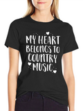 Country Music Heart T-Shirt - Black