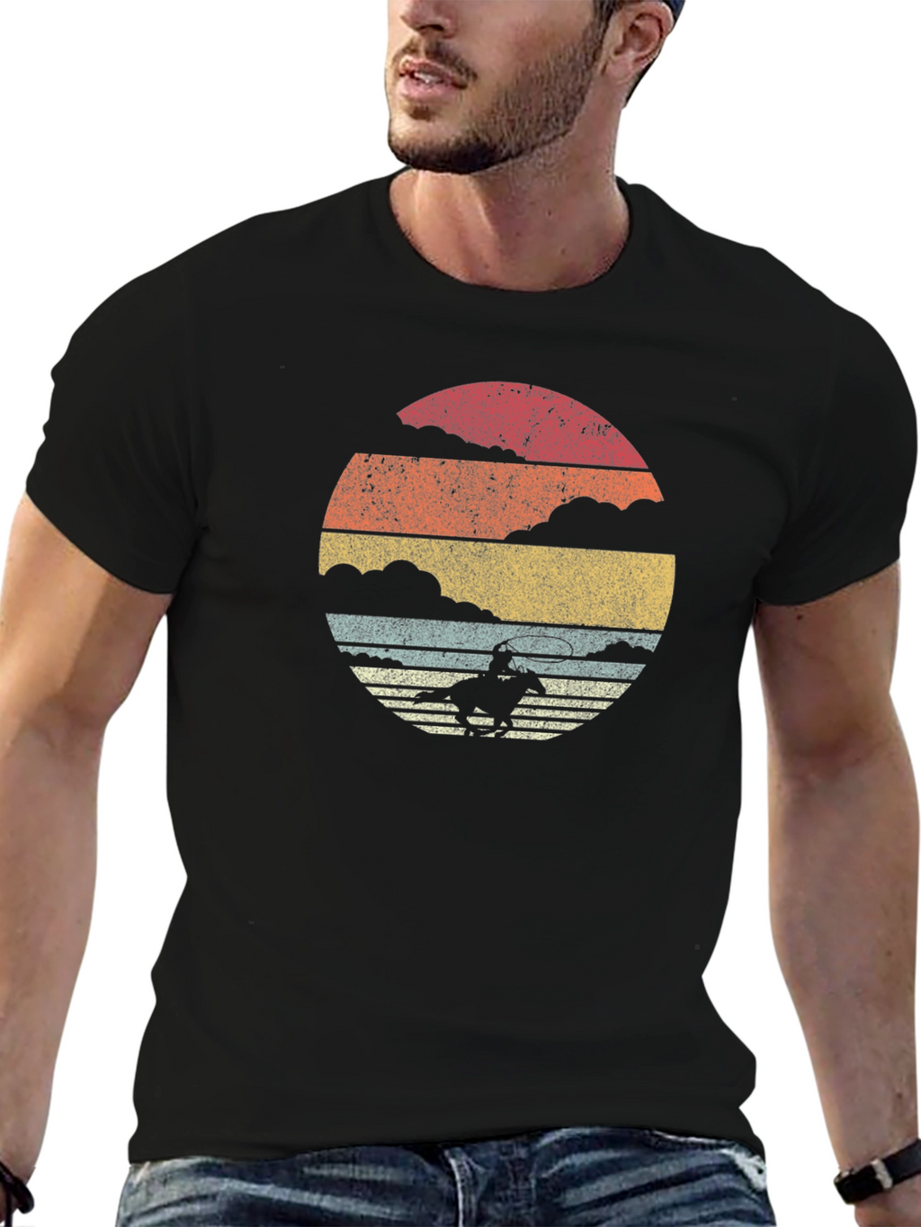 Retro Cowboy Sunset Graphic Tee