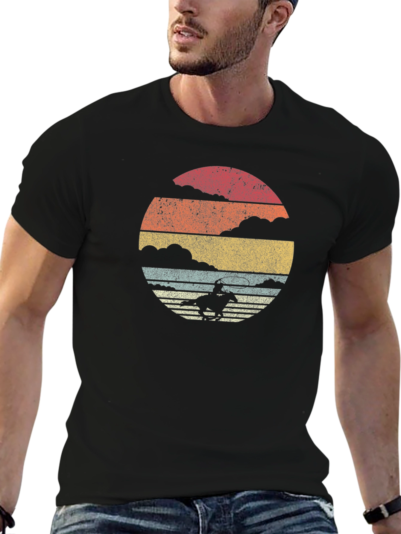 Retro Cowboy Sunset Graphic Tee