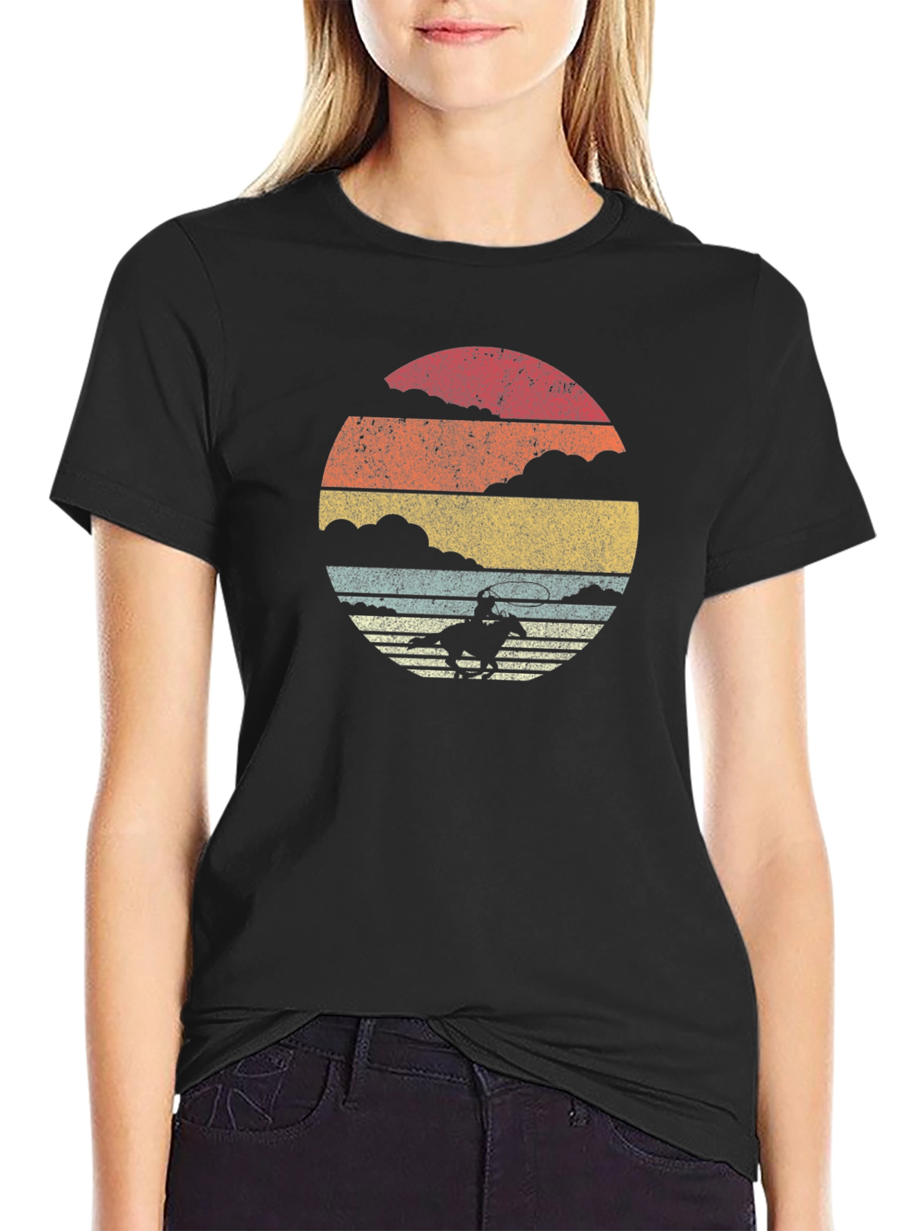 Retro Cowboy Sunset Graphic Tee