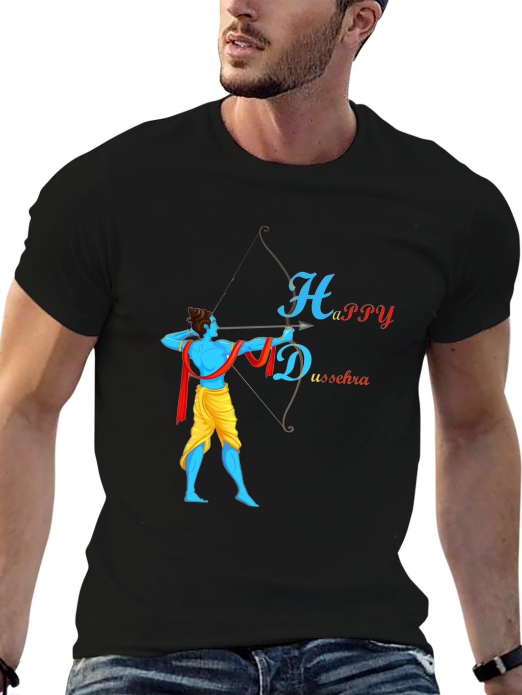 Happy Dussehra Black T-Shirt