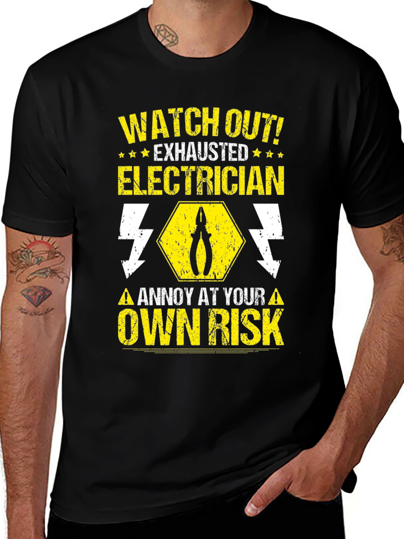 Electrician Warning T-Shirt - Watch Out Exhausted!