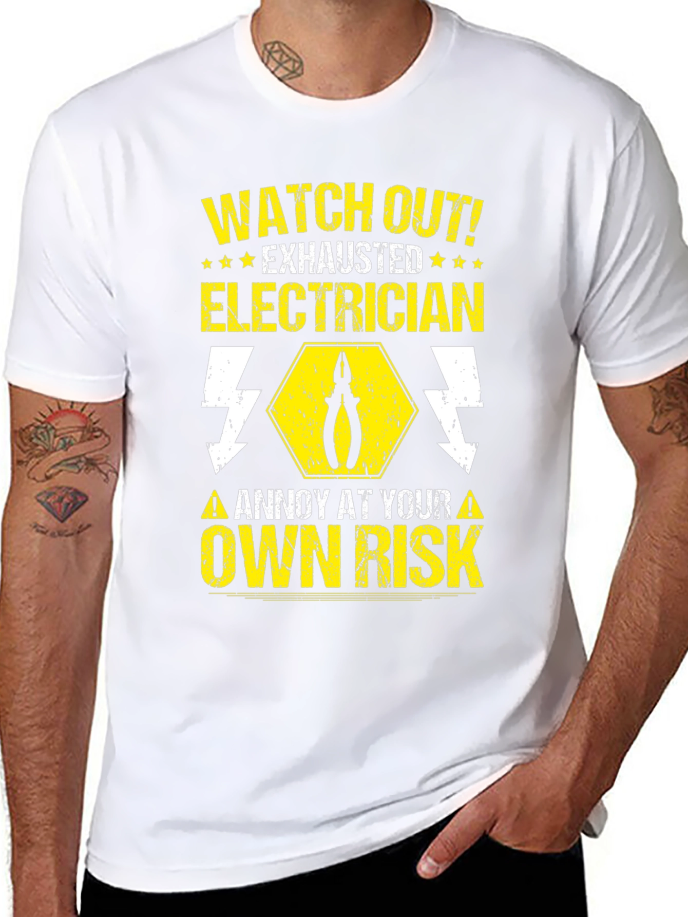 Electrician Warning T-Shirt - Watch Out Exhausted!