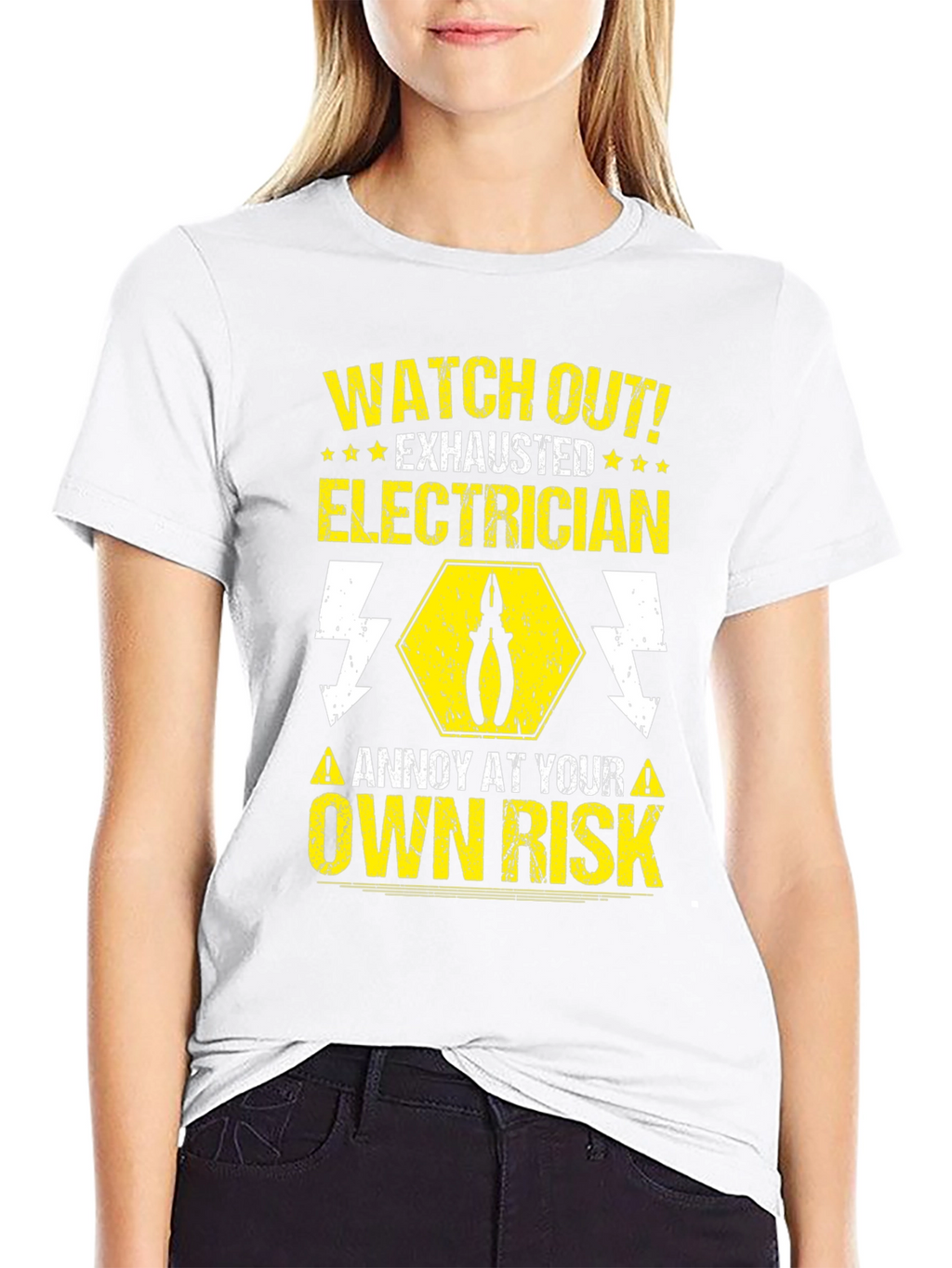 Electrician Warning T-Shirt - Watch Out Exhausted!