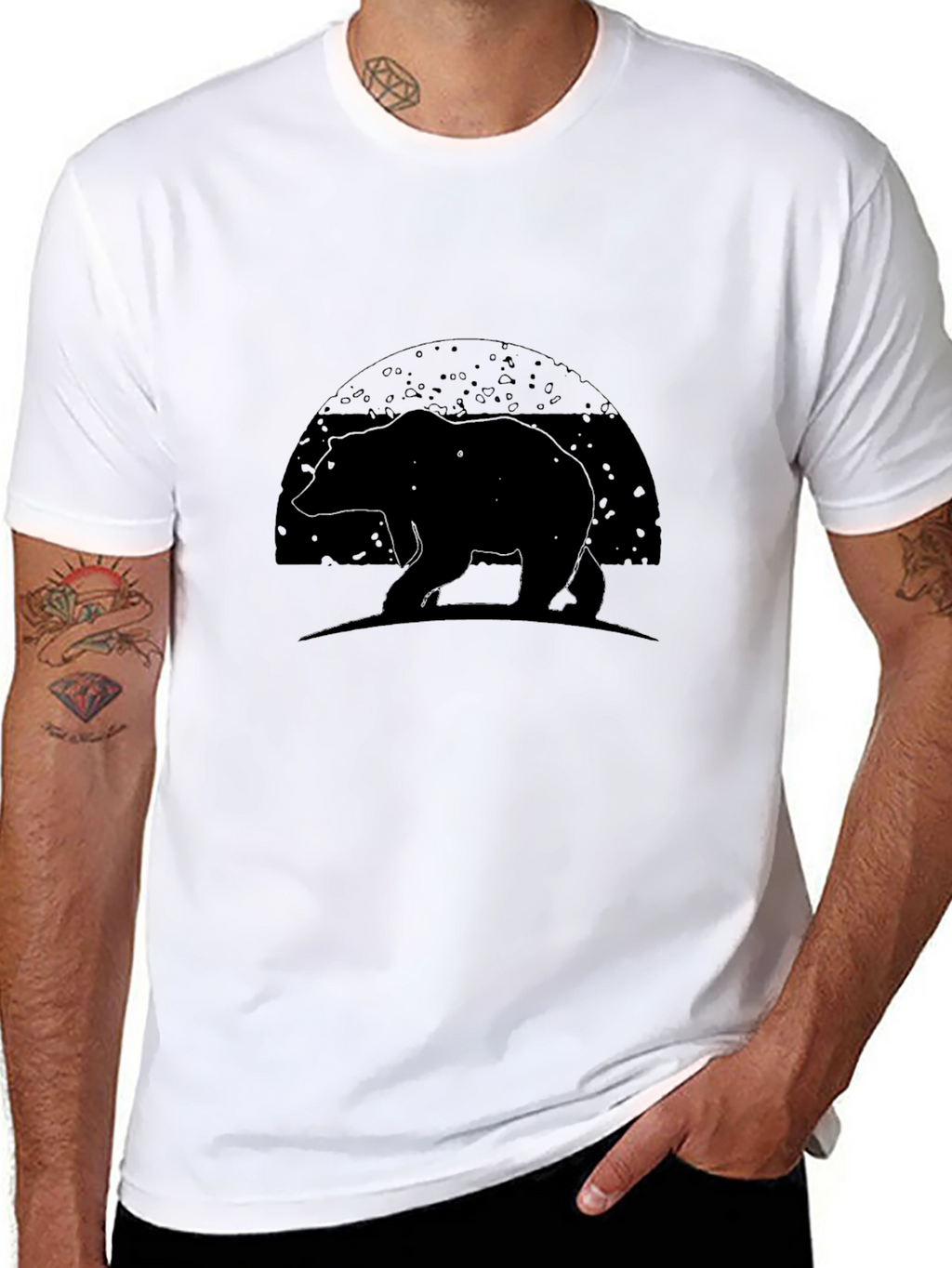 Bear Silhouette Graphic Tee - Black