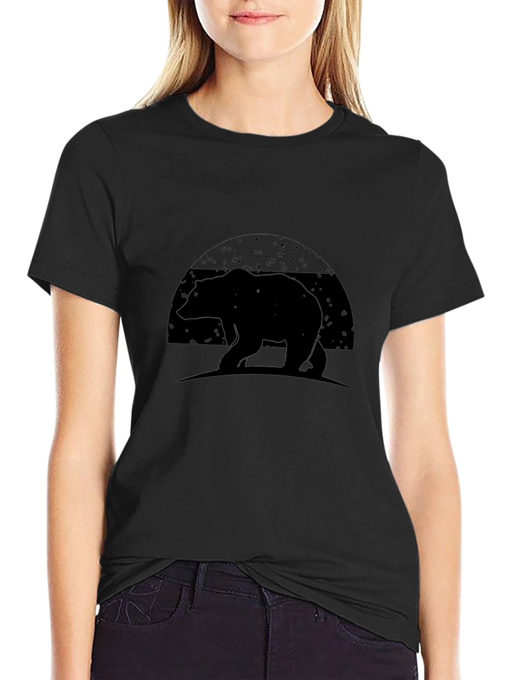 Bear Silhouette Graphic Tee - Black