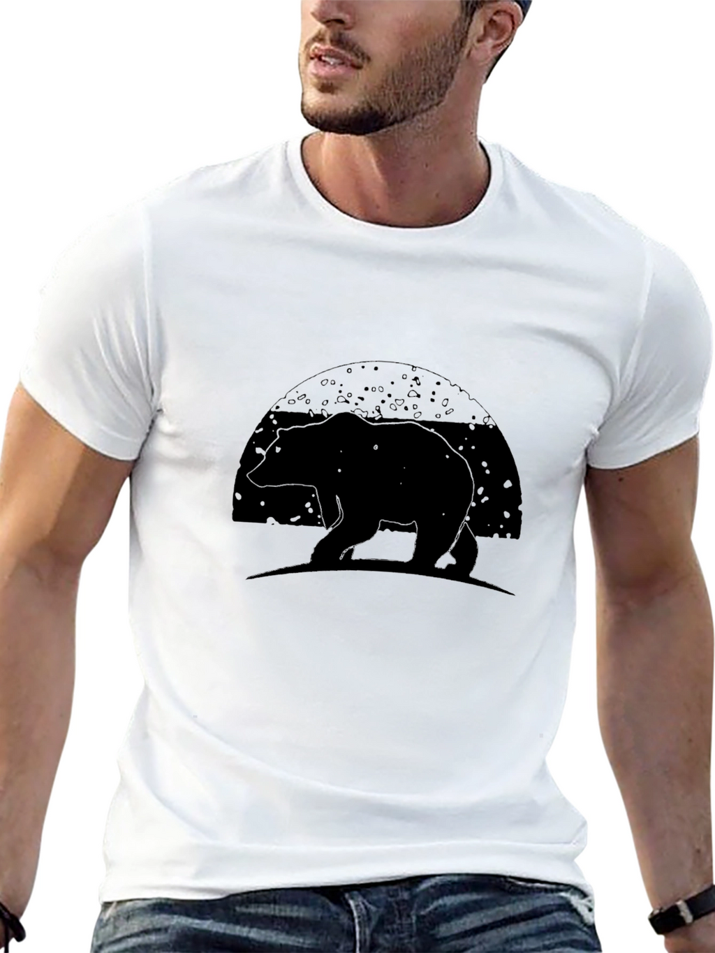 Bear Silhouette Graphic Tee - Black
