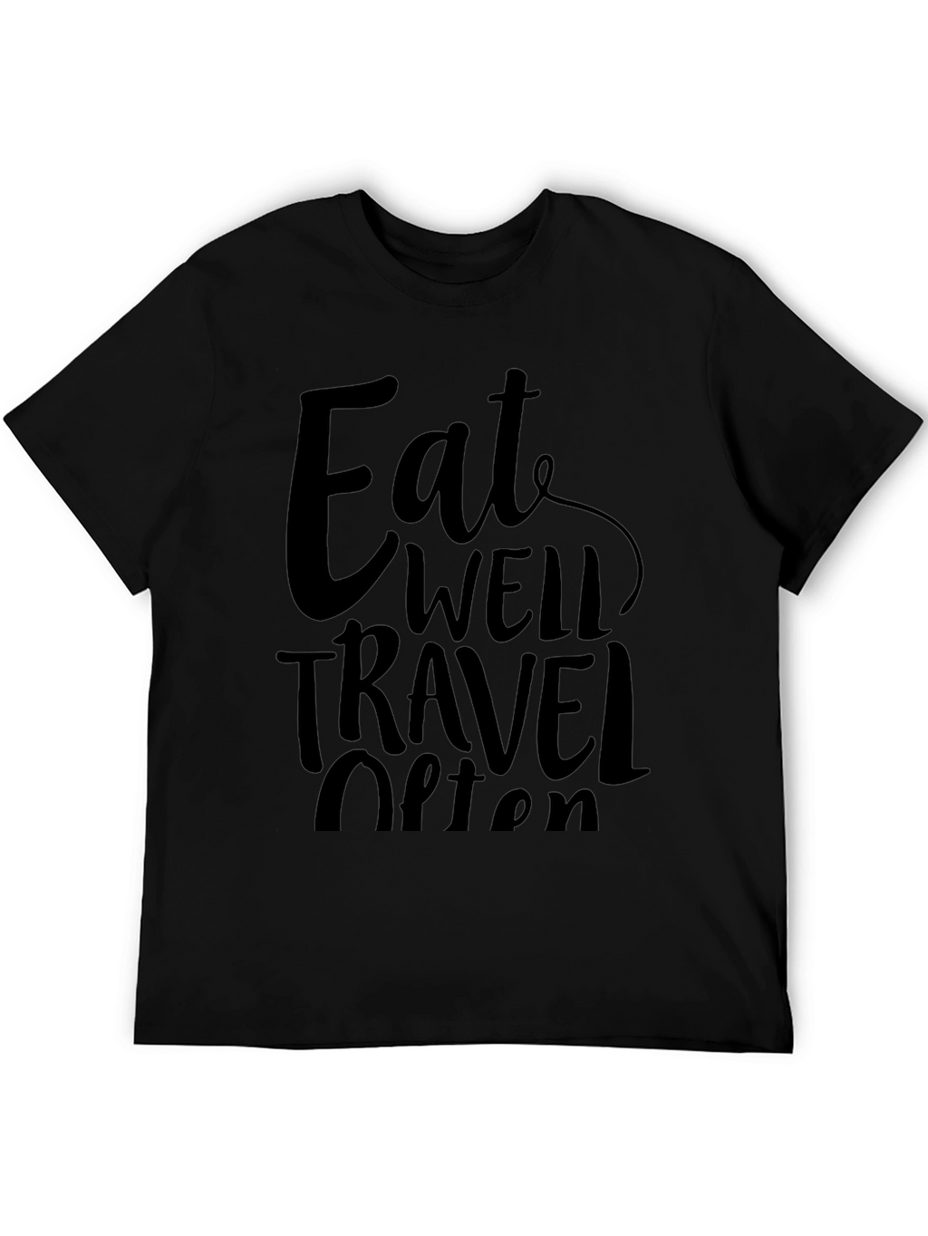Eat Well Travel Often Black Graphic Tee Shirt