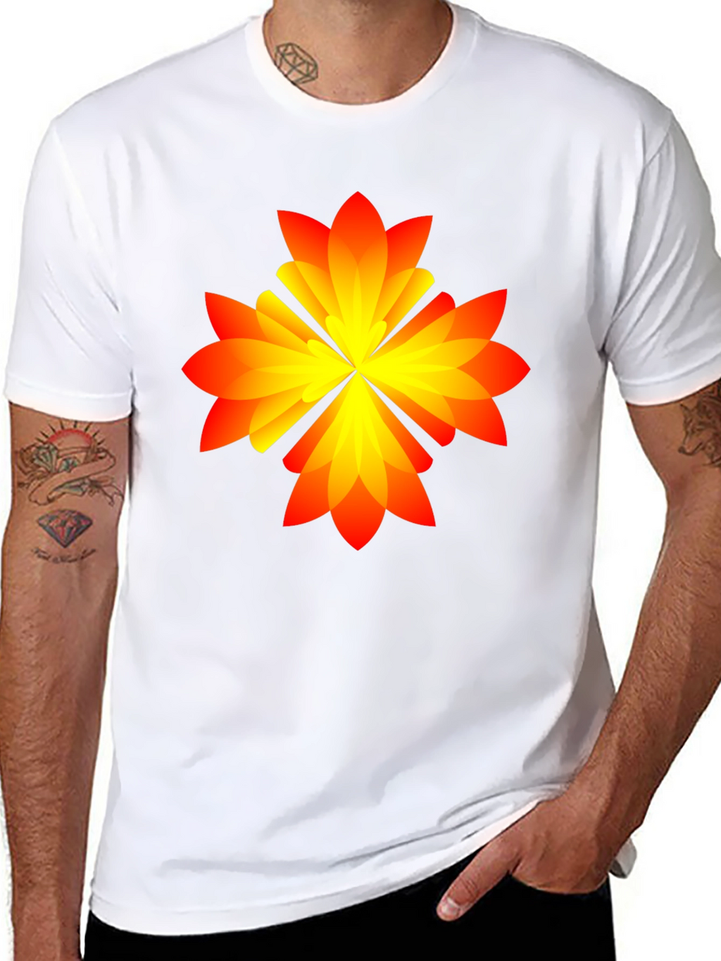 Abstract Flower Graphic Tee - Black Cotton Blend