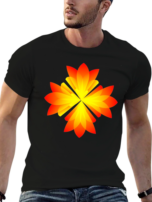 Abstract Flower Graphic Tee - Black Cotton Blend
