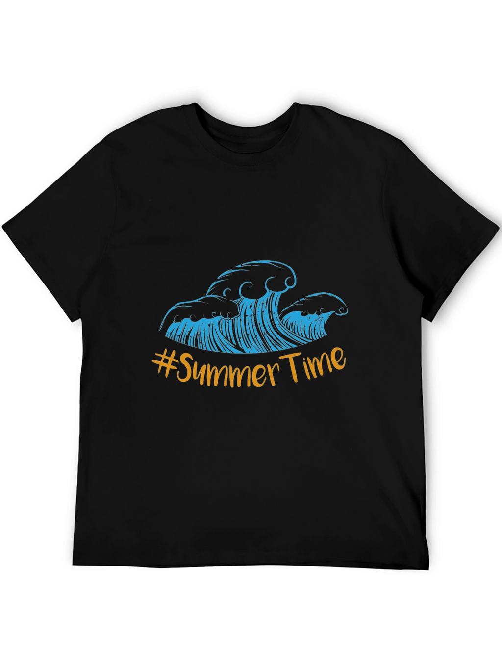 Summer Time Waves Graphic Tee - Black Cotton Blend
