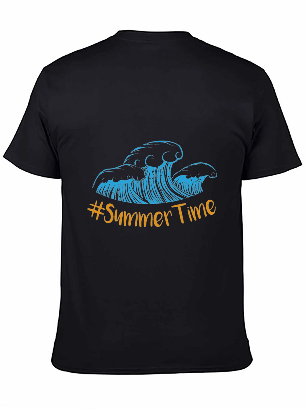 Summer Time Waves Graphic Tee - Black Cotton Blend