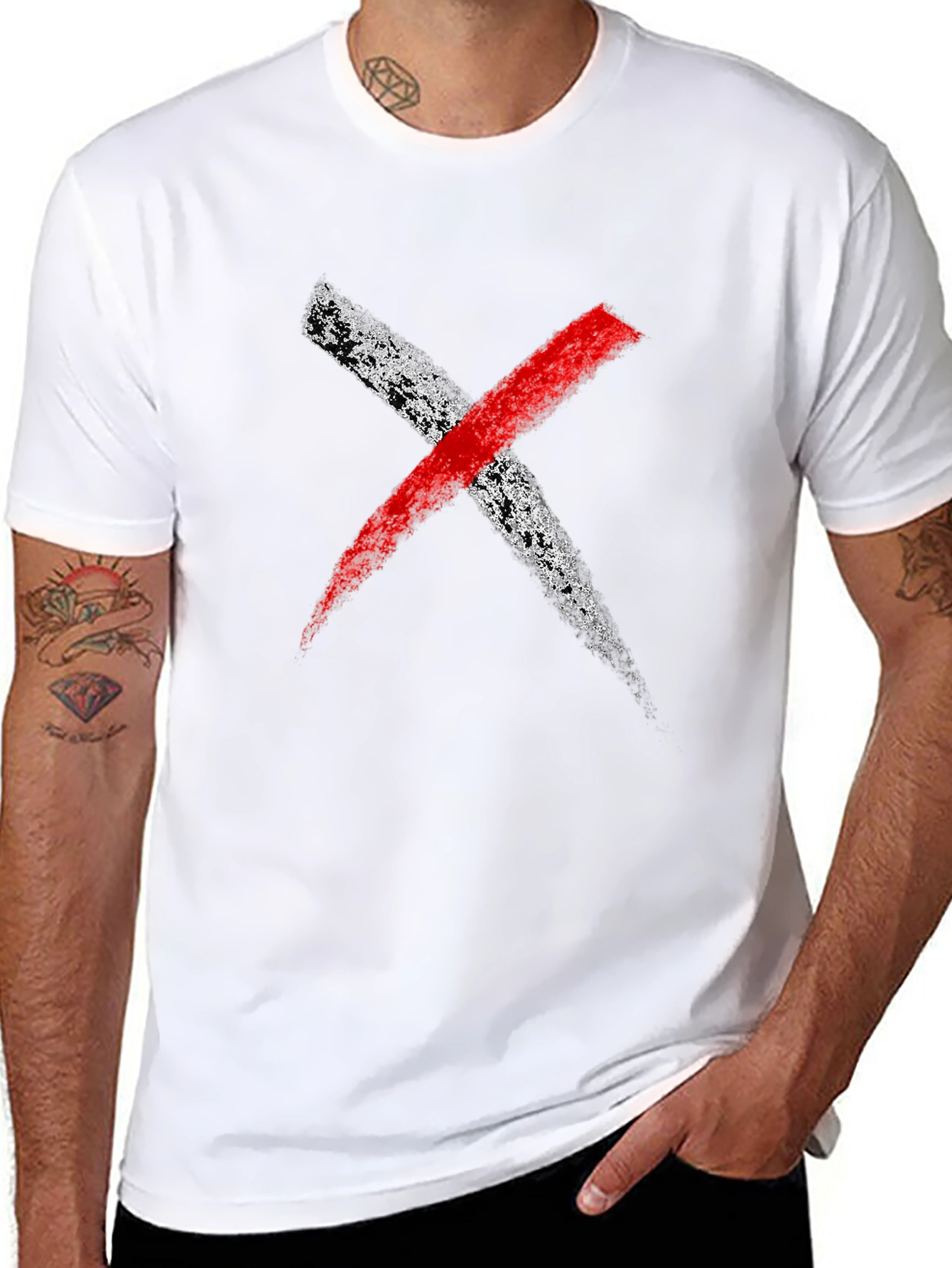 Bold X Graphic Tee - Black