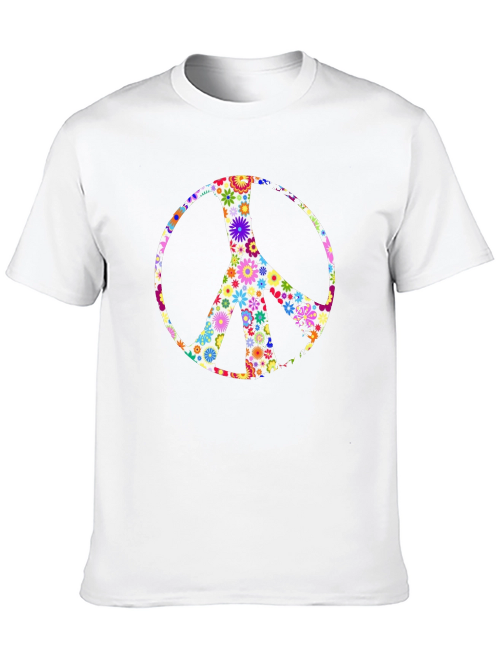 Floral Peace Sign Black T-Shirt