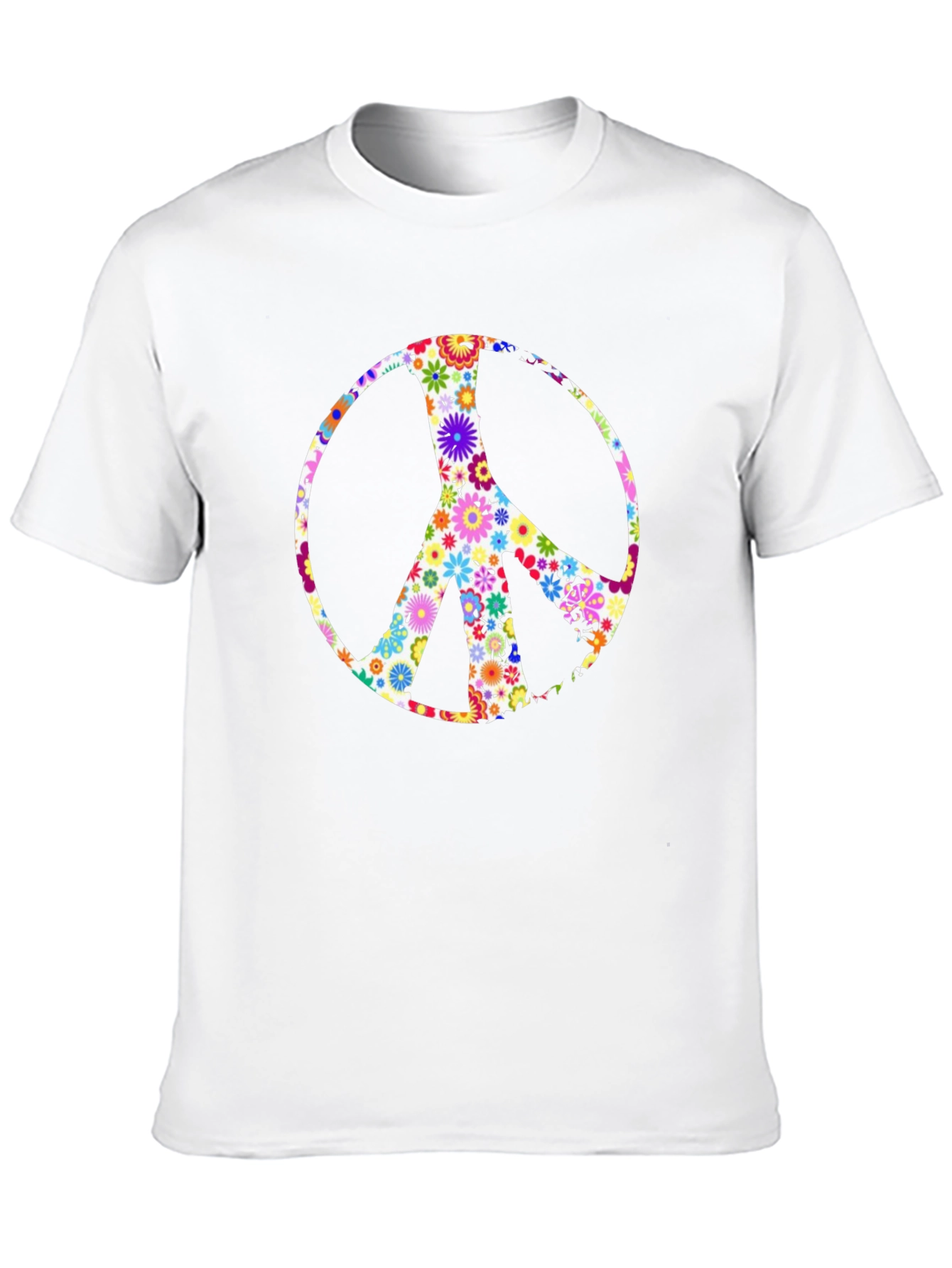 Floral Peace Sign Black T-Shirt